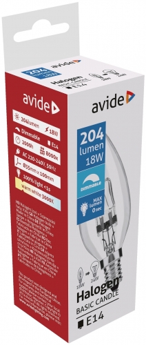 Avide halogén gyertya izzó 18w e14