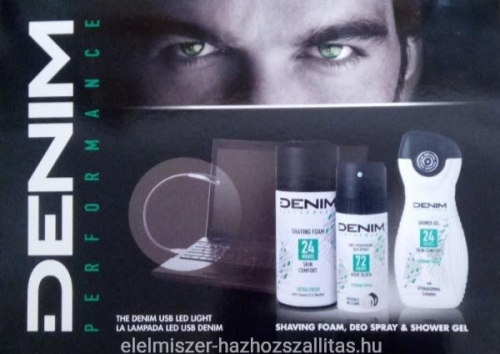 Denim deo+tusfürdő+borotvahab+led lámpa