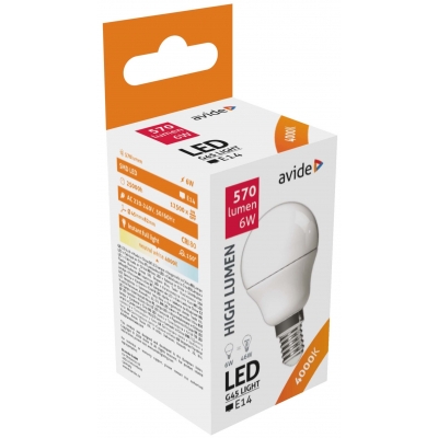 Avide LED Globe Mini G45 6W E14 NW 4000K