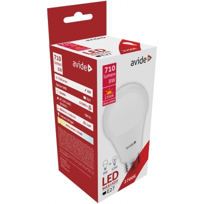 Avide LED Globe A60 8W E27 EW 2700K